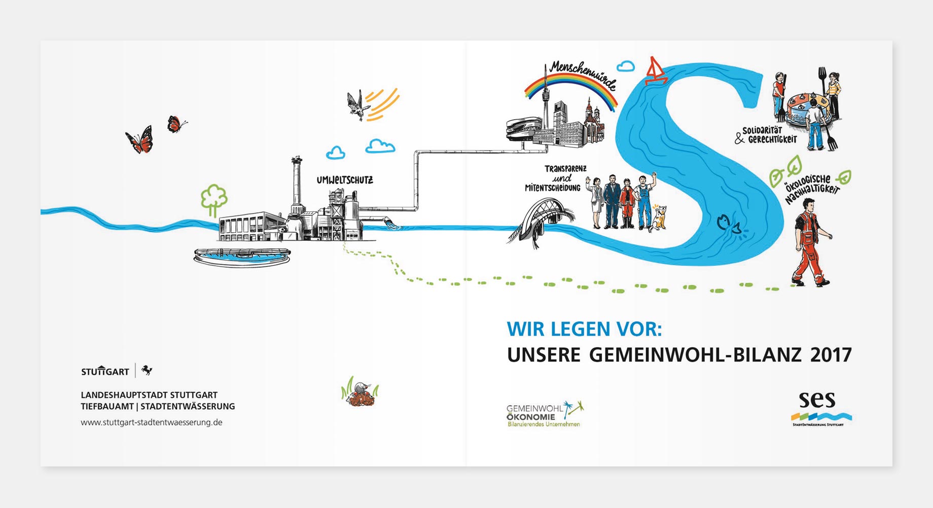 Die SES ist der zweite kommunale Betrieb weltweit, der eine Gemeinwohl-Bilanz erstellt hat. Die Kurzfassung des Berichts kann auf der Homepage www.stuttgart-stadtentwaesserung.de heruntergeladen werden.